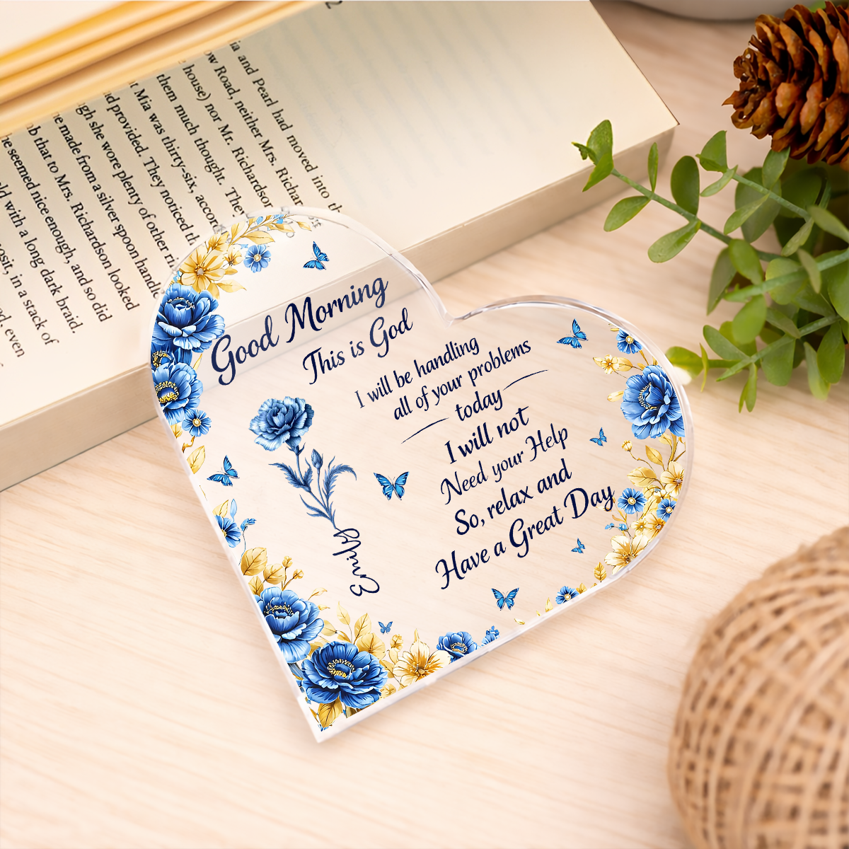 A Day In God Hand - Personalized Heart Shape Acrylic Plaque
