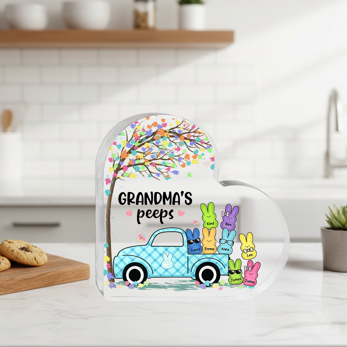 Easter Grandma Peeps - Personalized Heart Acrylic Plaque