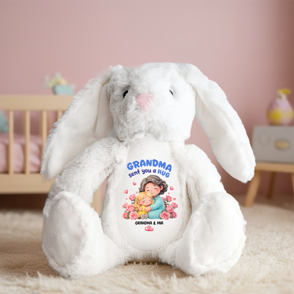 Grandma Sent You A Hug -  Personalized Stuffed Bunny