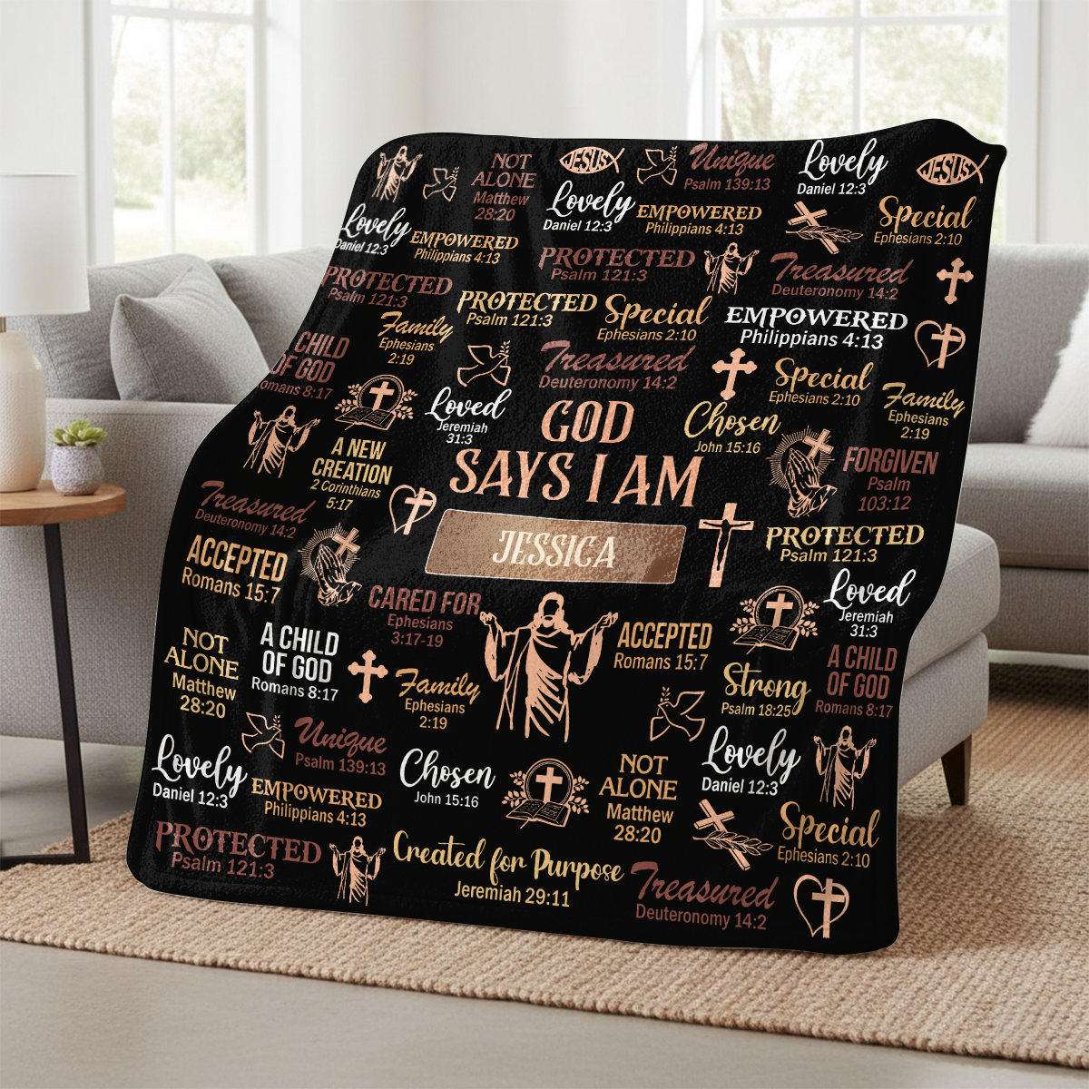 God Says I Am - Personalized Sherpa Blanket