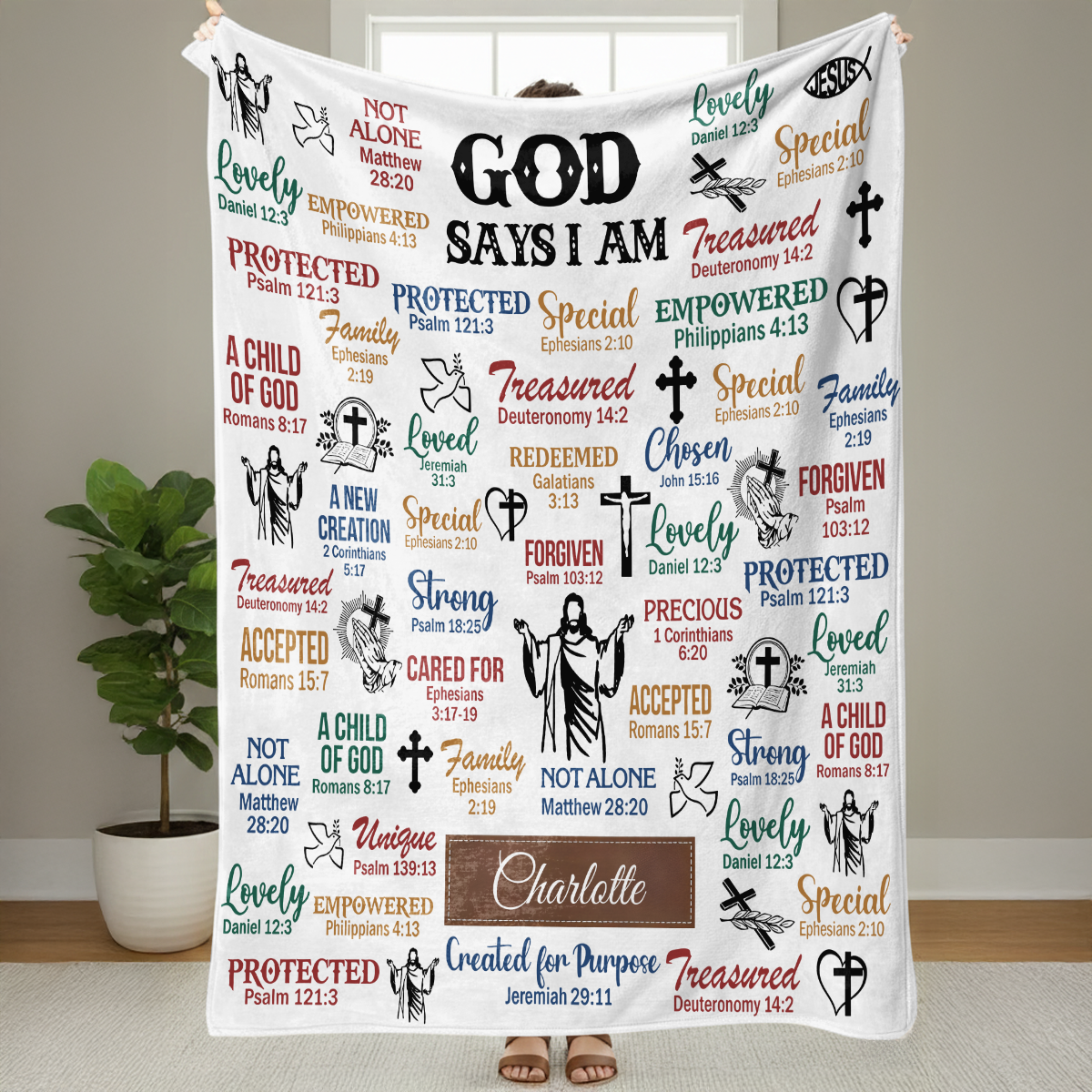 God Says I Am -  Personalized Sherpa Blanket