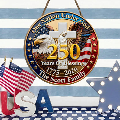 One Nation Under God - Wooden Door Sign