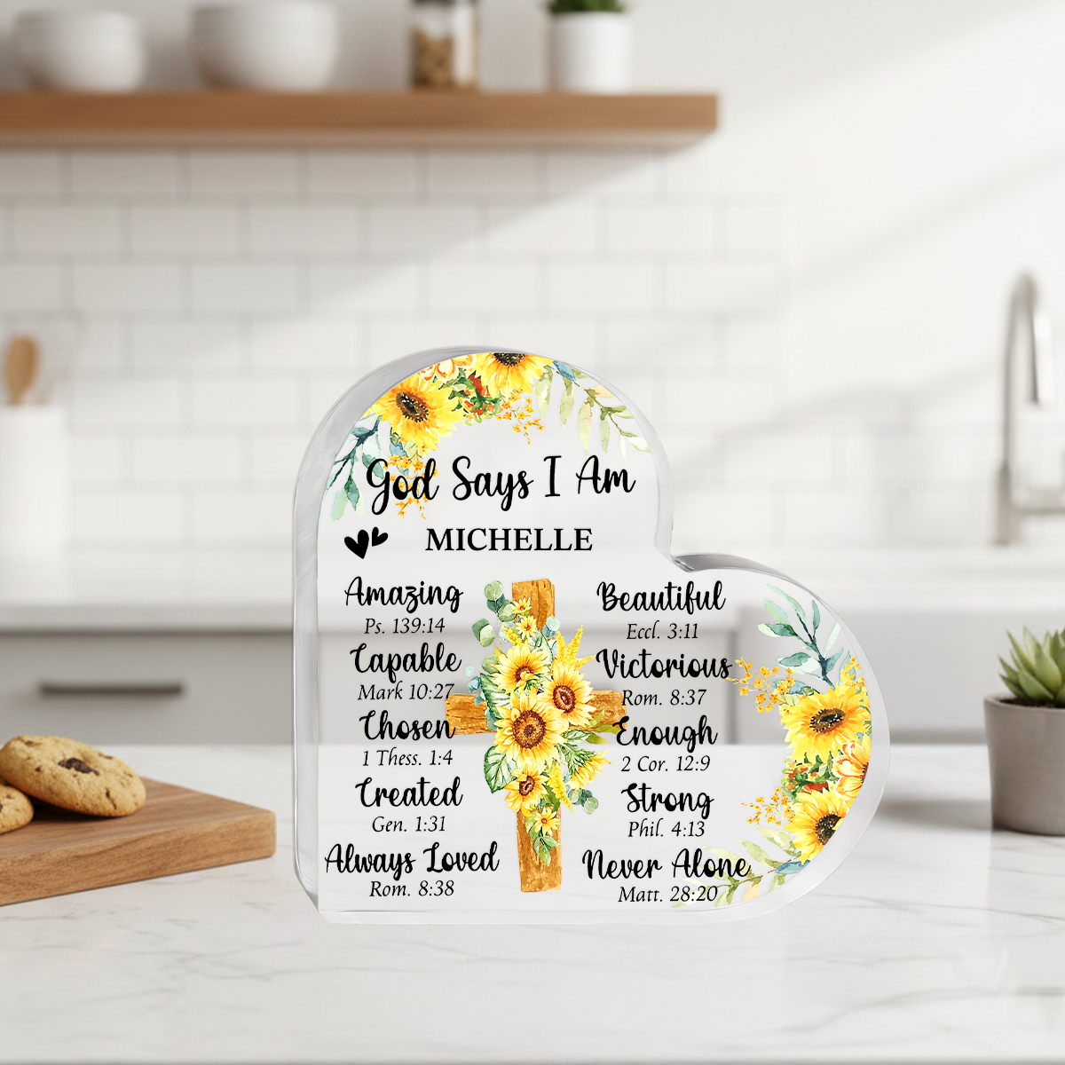 God Says I Am - Personalized Heart Shape Acrylic Plaque