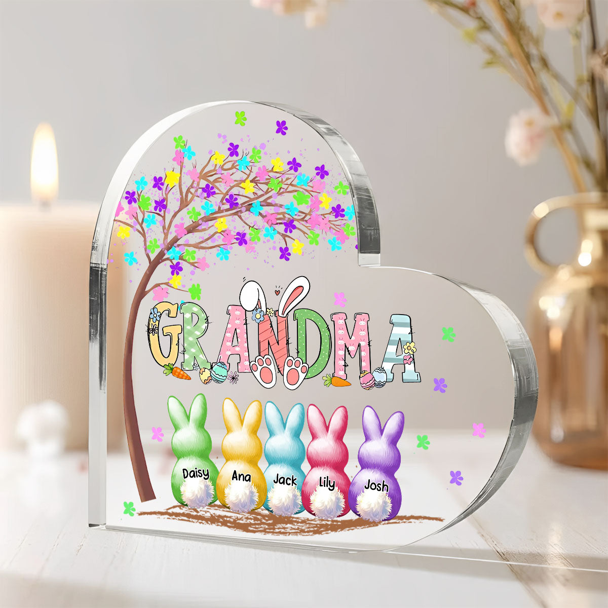 Family Members Grandma Peep -  Personalized Heart Acrylic Plaque
