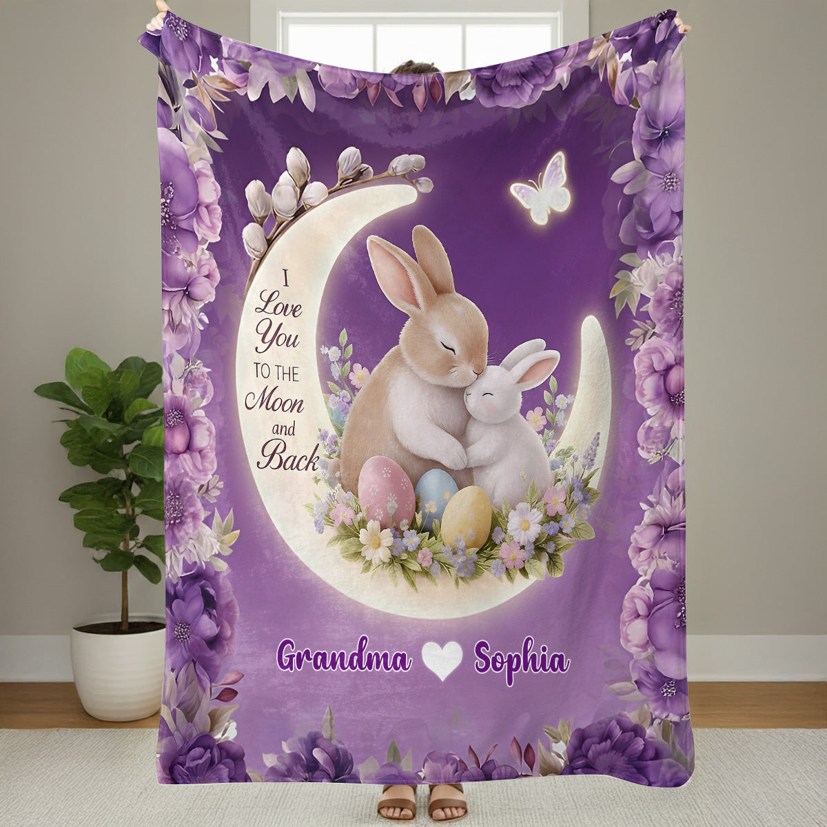 I Love You To The Moon And Back - Personalized Sherpa Blanket