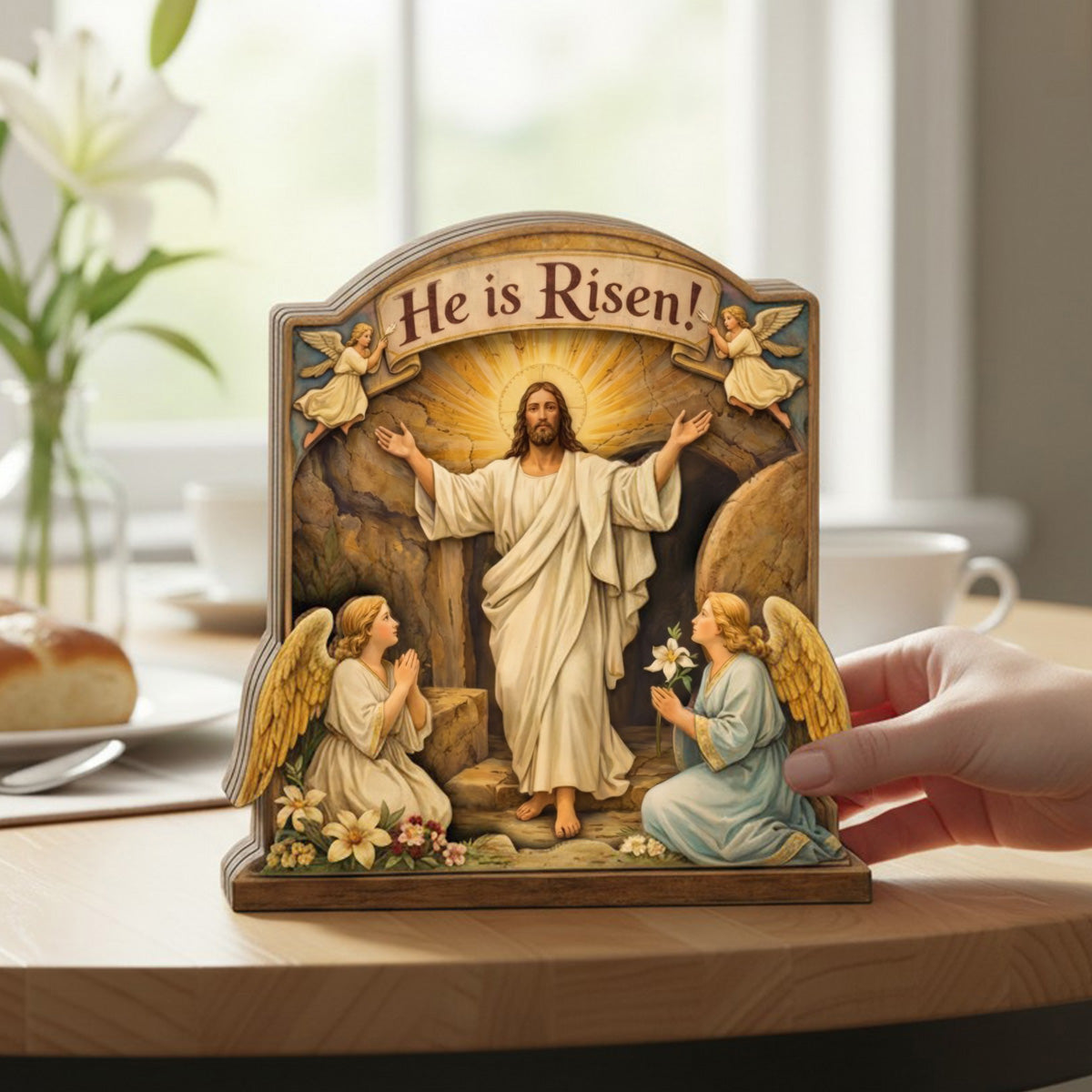He Is Risen - Wooden Block