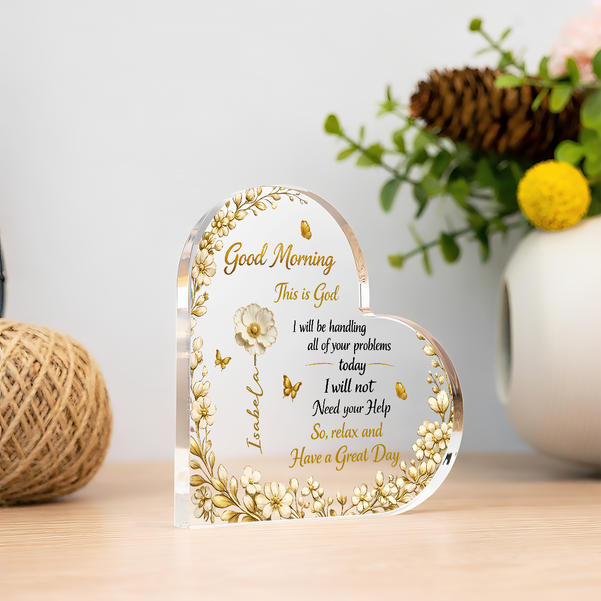 A Day In God Hand - Personalized Heart Shape Acrylic Plaque