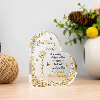 A Day In God Hand - Personalized Heart Shape Acrylic Plaque