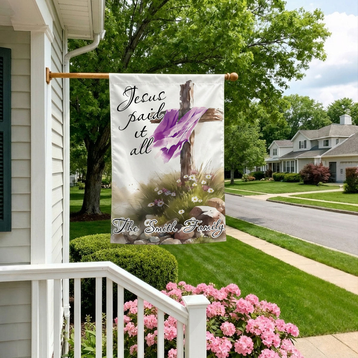 Jesus Paid It All - Personalized Garden Flag