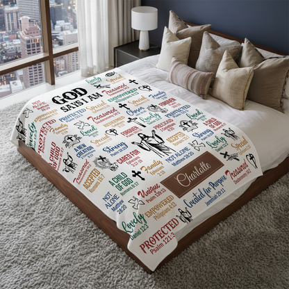 God Says I Am -  Personalized Sherpa Blanket