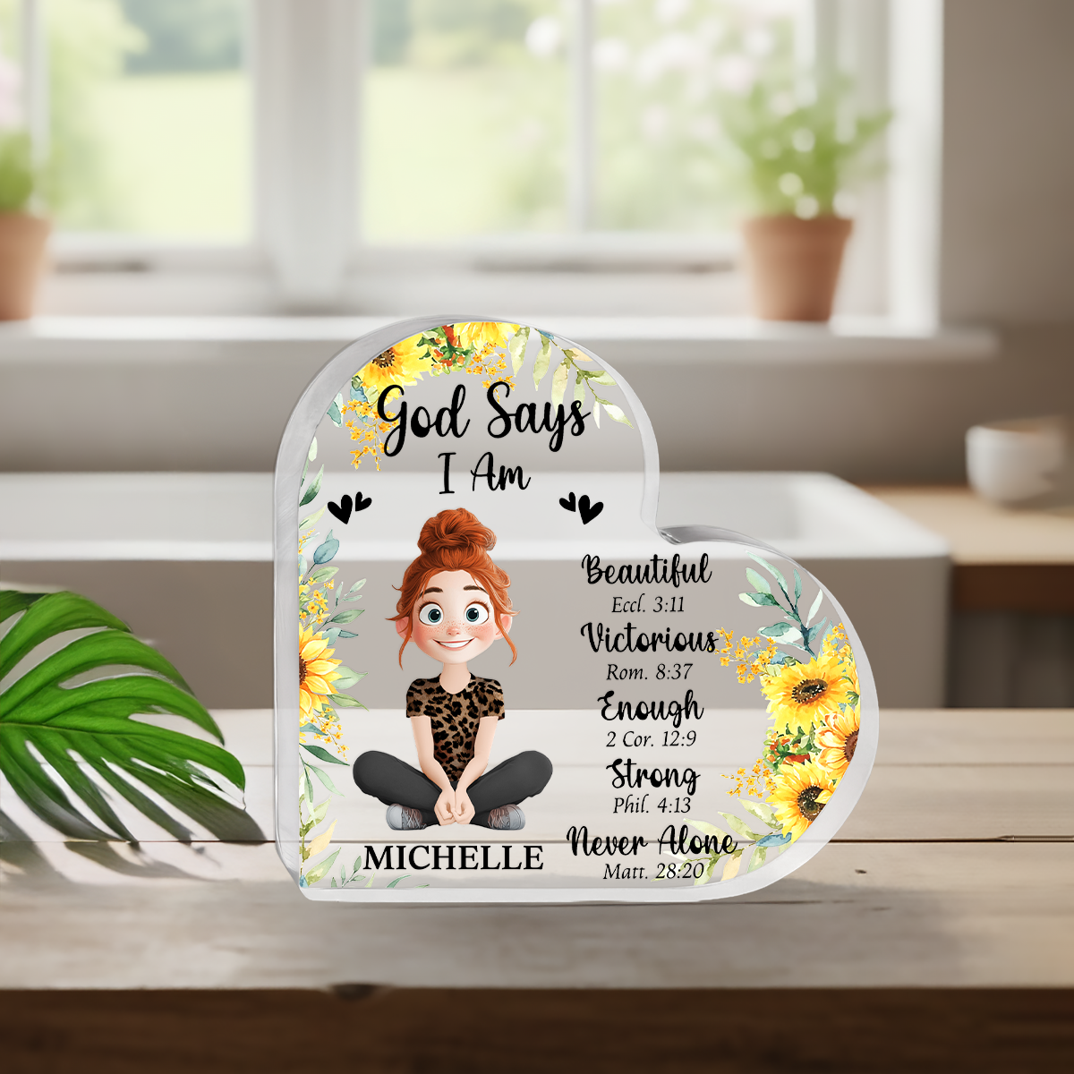 God Says I Am - Personalized Heart Shape Acrylic Plaque