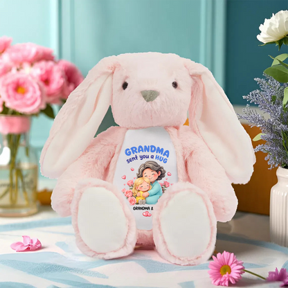 Grandma Sent You A Hug -  Personalized Stuffed Bunny
