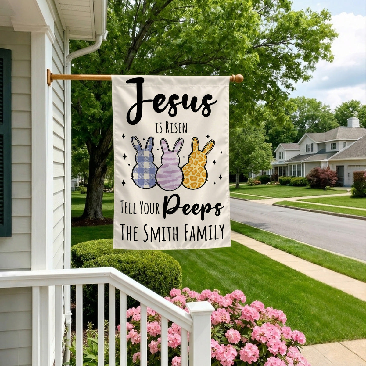 Jesus Is Risen Tell Your Peeps - Personalized Garden Flag