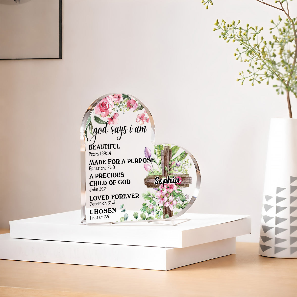 God Says I Am - Personalized Heart Shape Acrylic Plaque