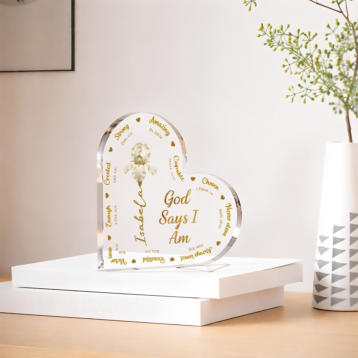 God Says I Am - Personalized Heart Shape Acrylic Plaque