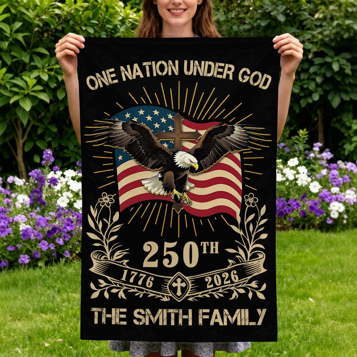 One Nation Under God - Personalized Garden Flag