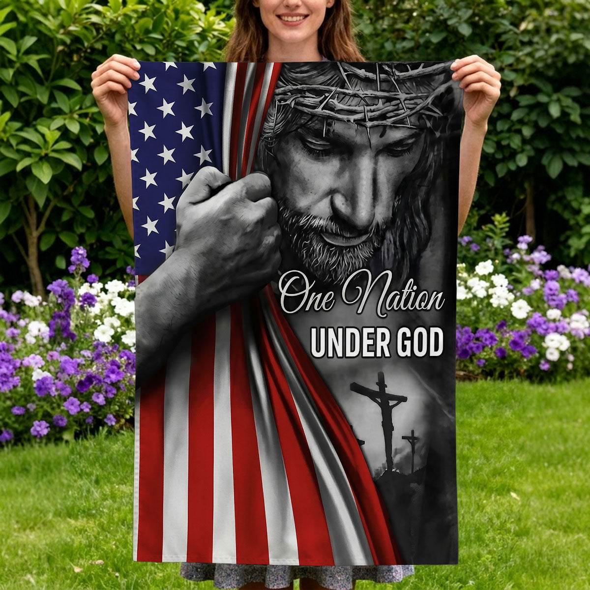 One Nation Under God Jesus - Garden Flag