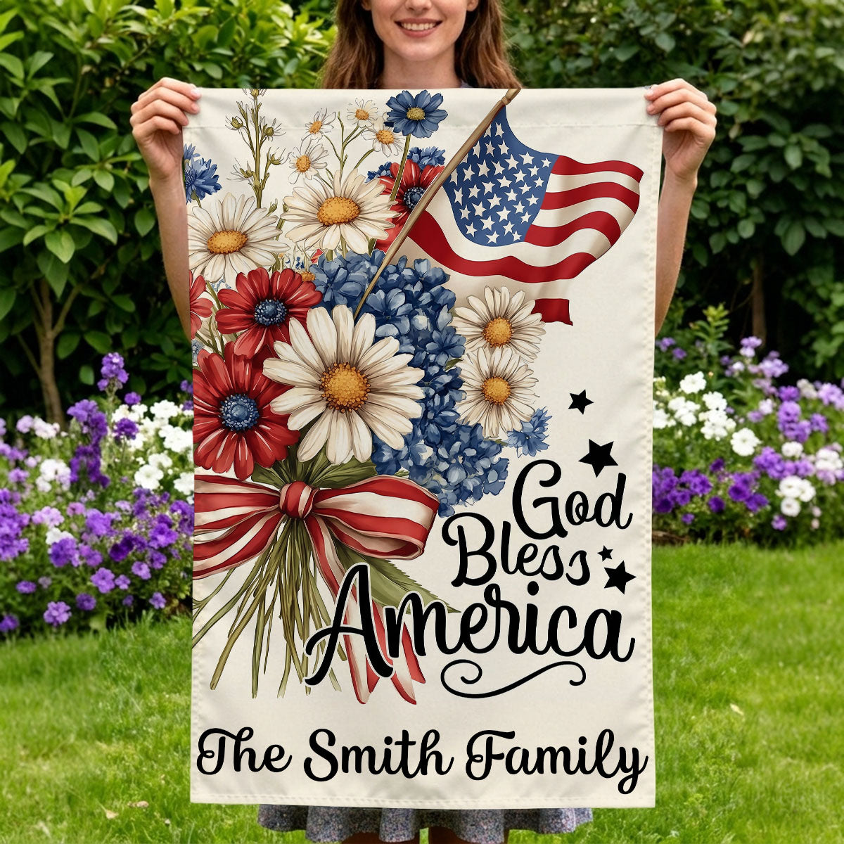 God Bless America - Personalized Garden Flag