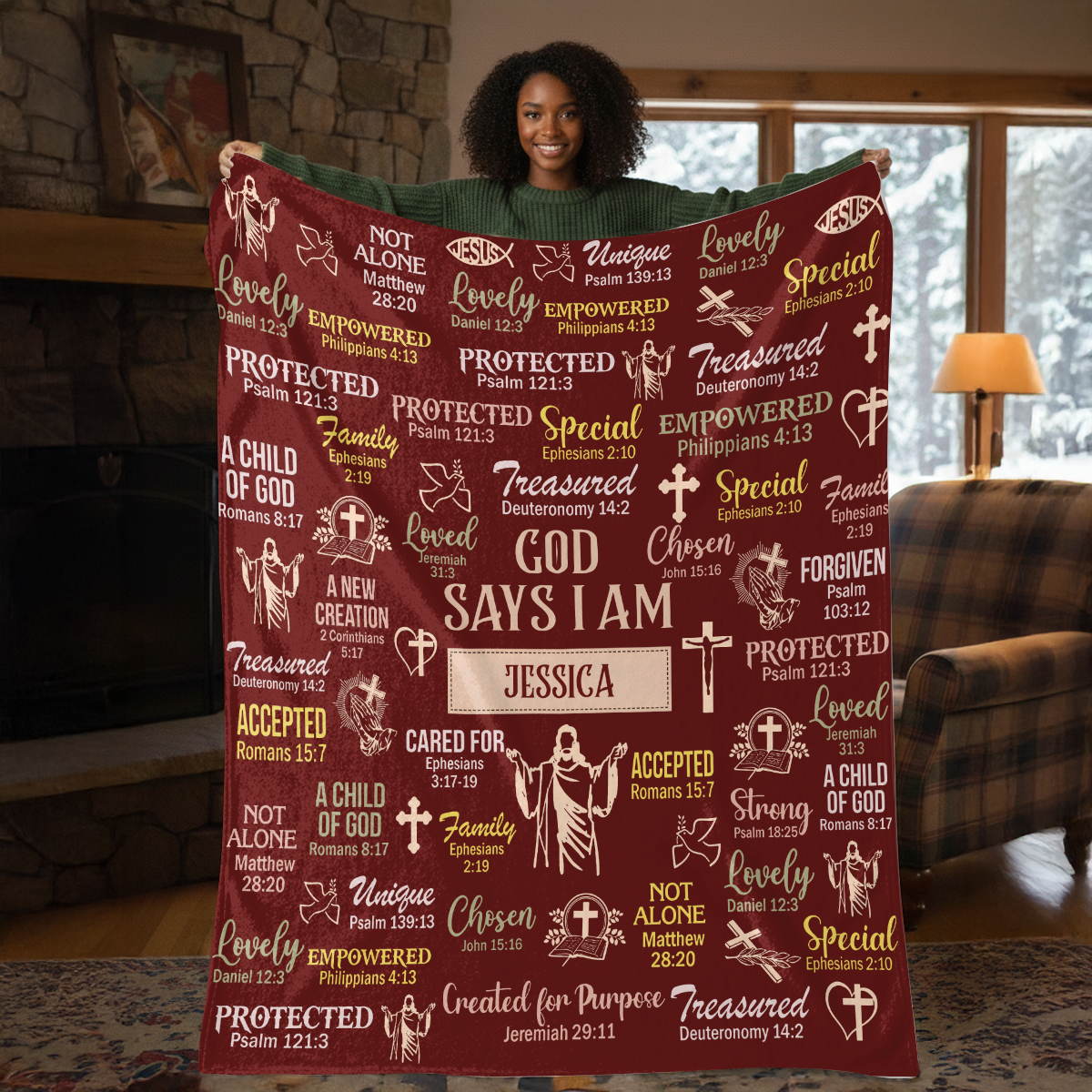 God Says I Am - Personalized Sherpa Blanket