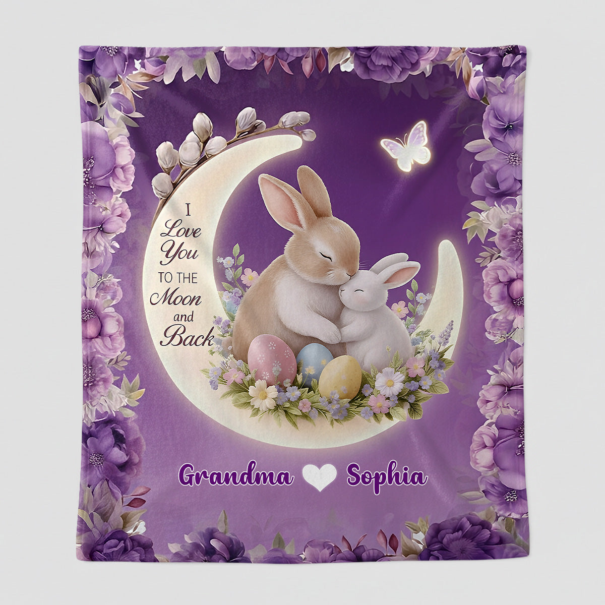 I Love You To The Moon And Back - Personalized Sherpa Blanket