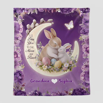 I Love You To The Moon And Back - Personalized Sherpa Blanket