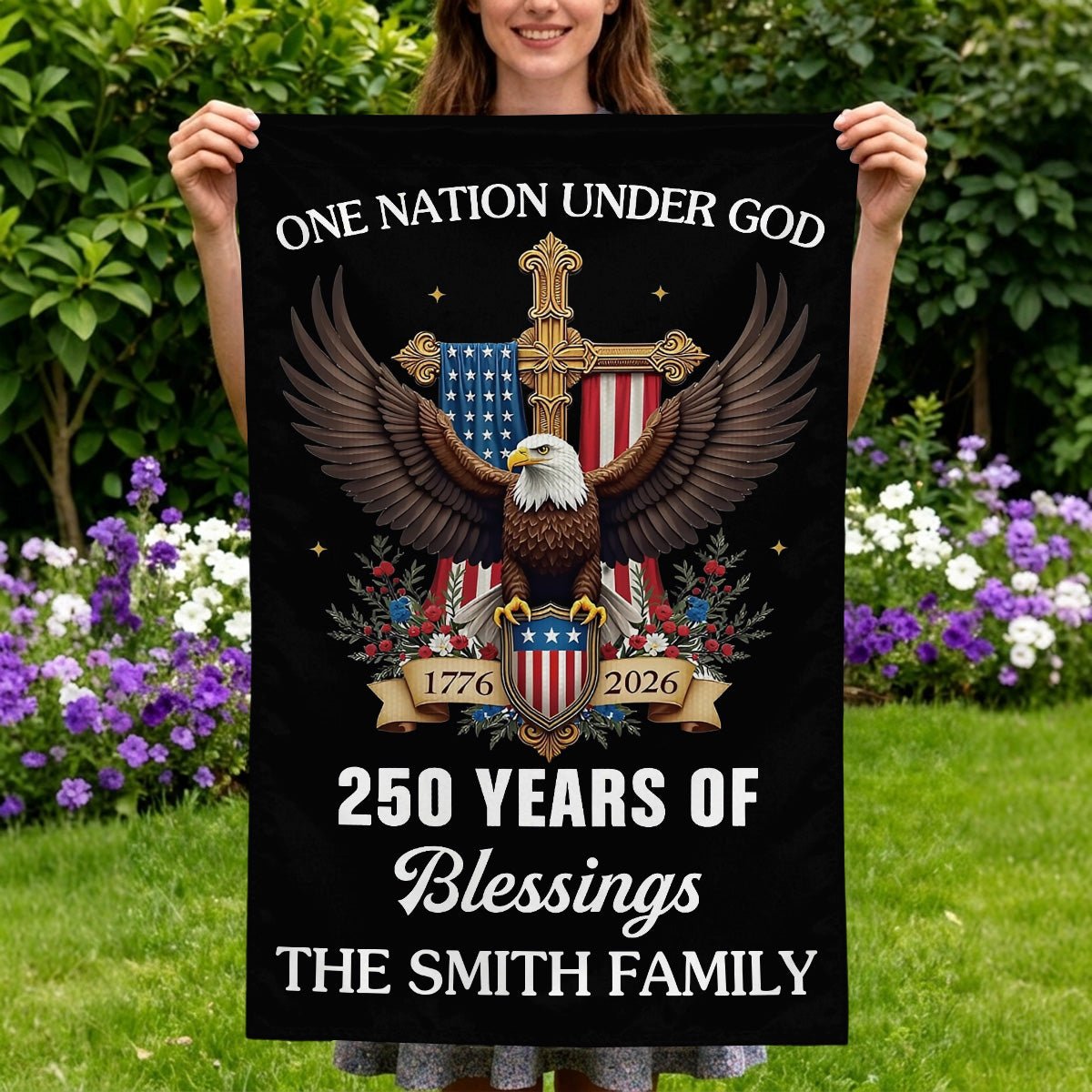 Blessings One Nation Under God - Personalized Garden Flag
