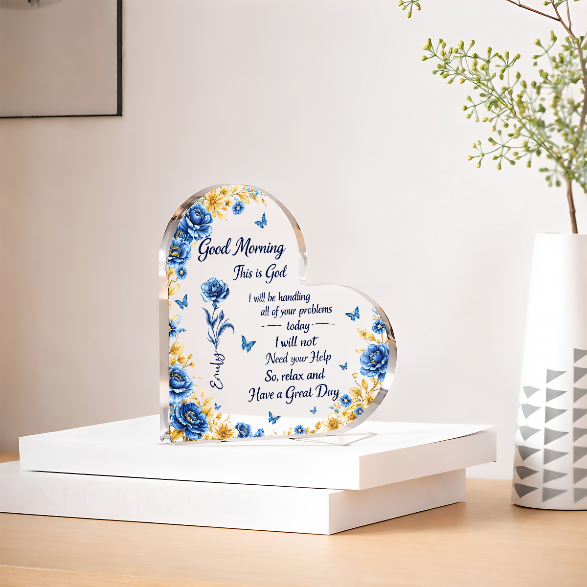 A Day In God Hand - Personalized Heart Shape Acrylic Plaque