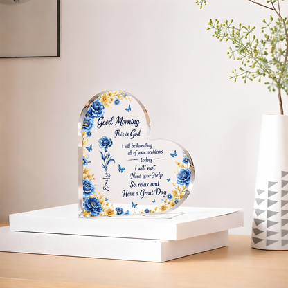 A Day In God Hand - Personalized Heart Shape Acrylic Plaque