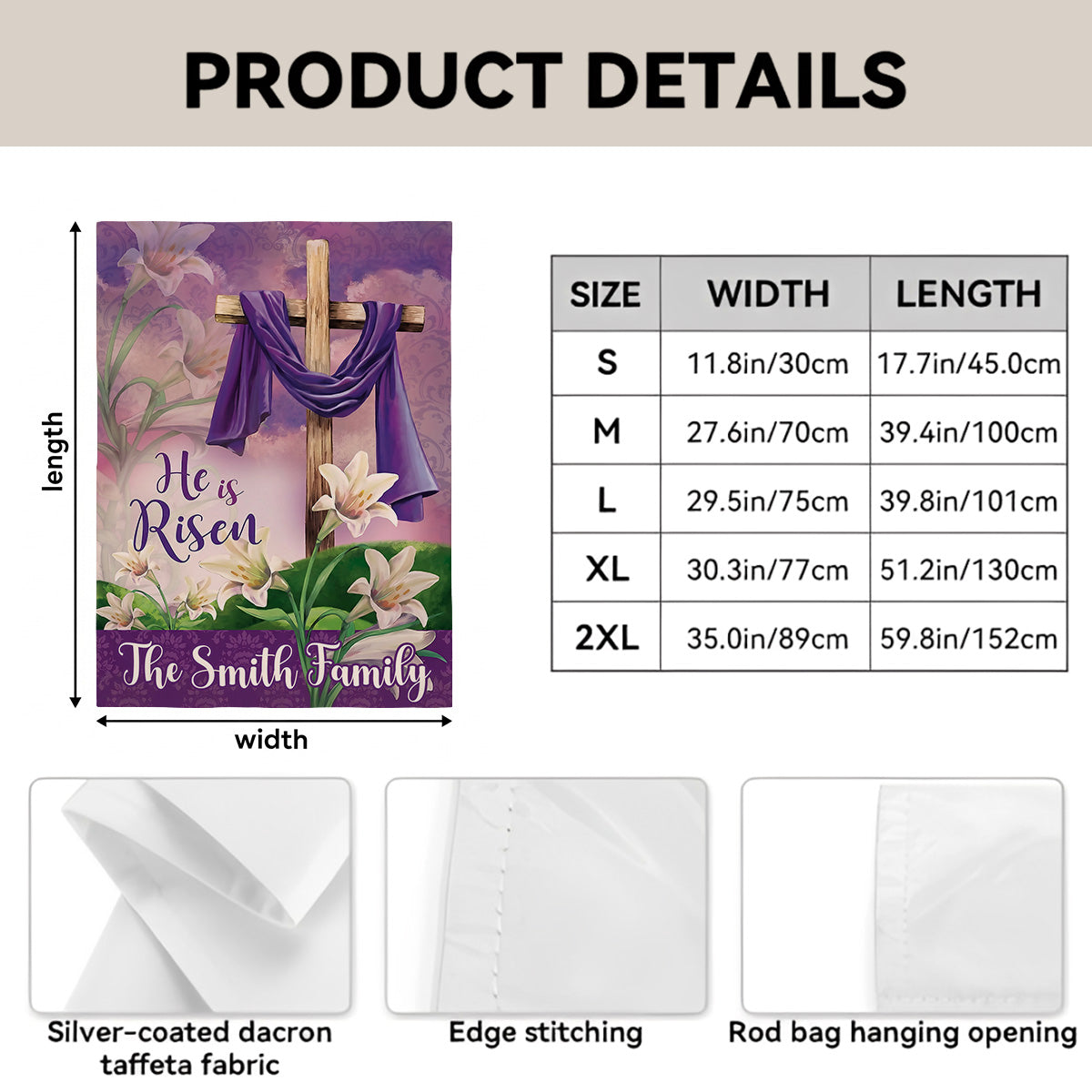 He is Risen - Personalized Garden Flag