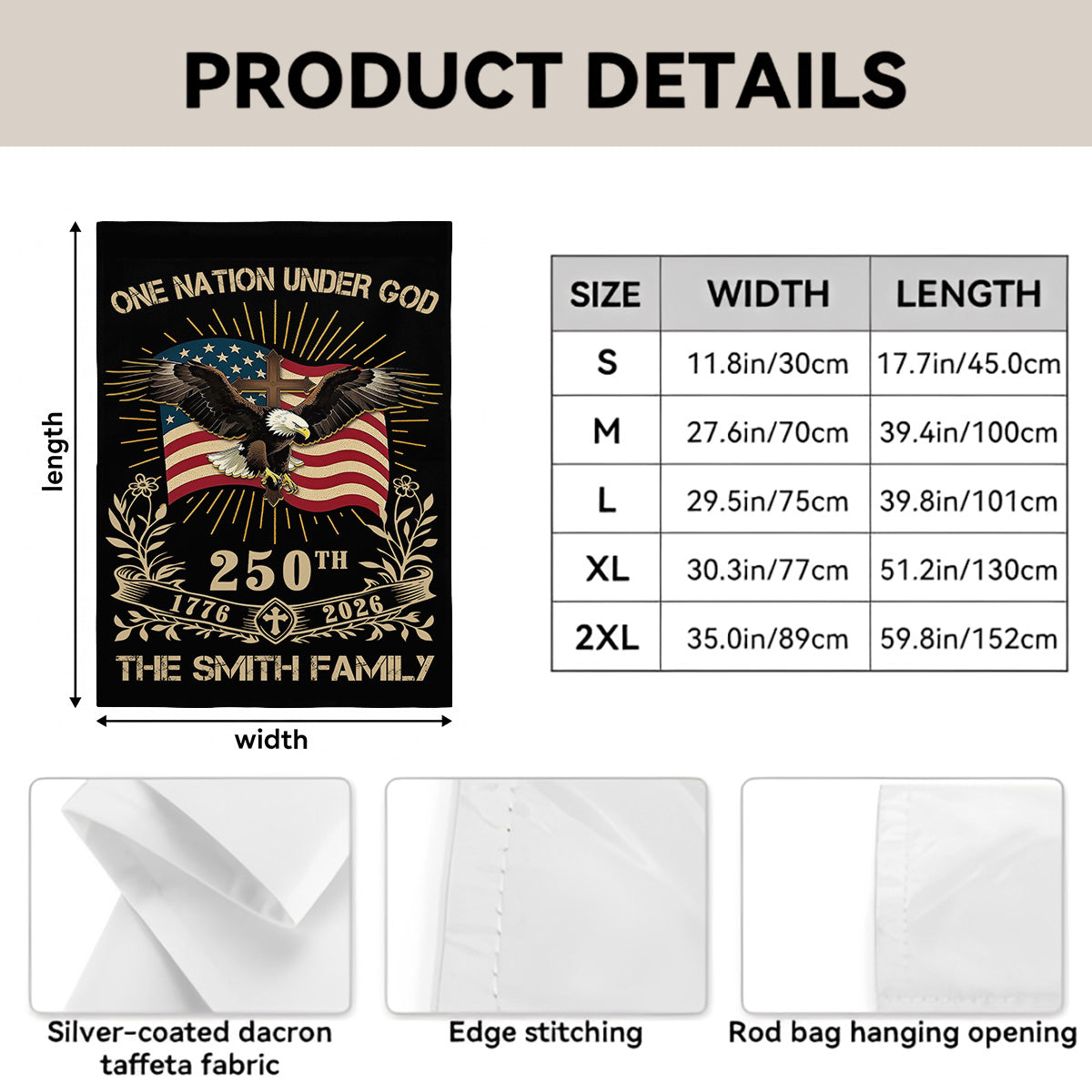 One Nation Under God - Personalized Garden Flag