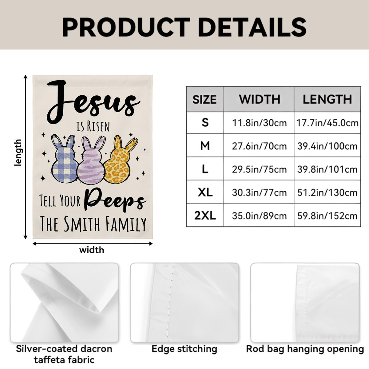 Jesus Is Risen Tell Your Peeps - Personalized Garden Flag