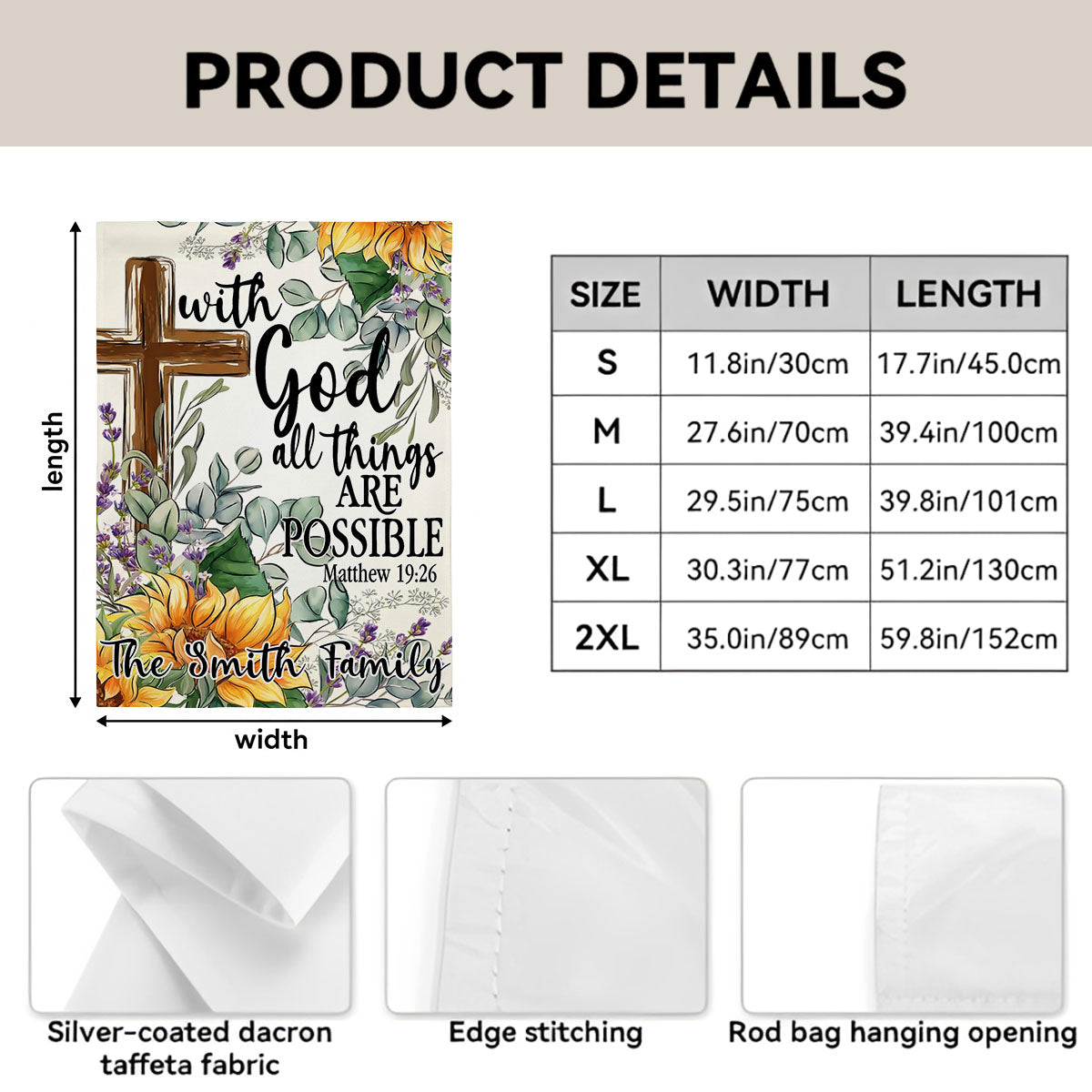 With God All Things Are Possible - Personalized Garden Flag