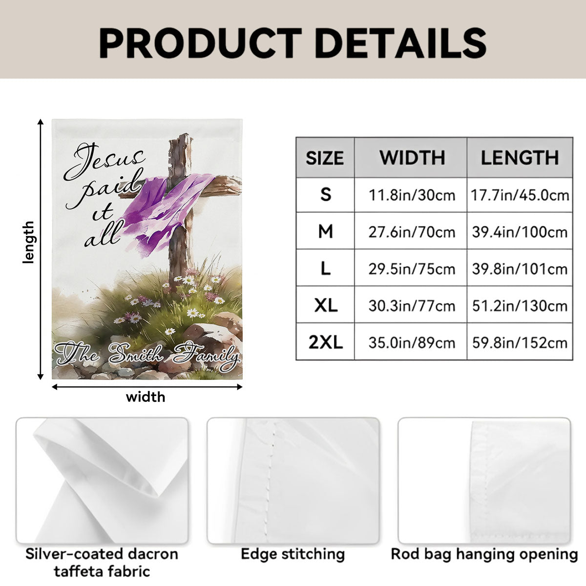 Jesus Paid It All - Personalized Garden Flag