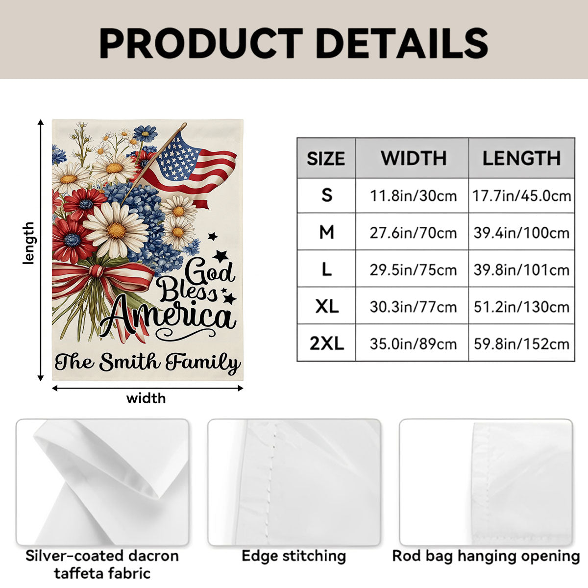God Bless America - Personalized Garden Flag