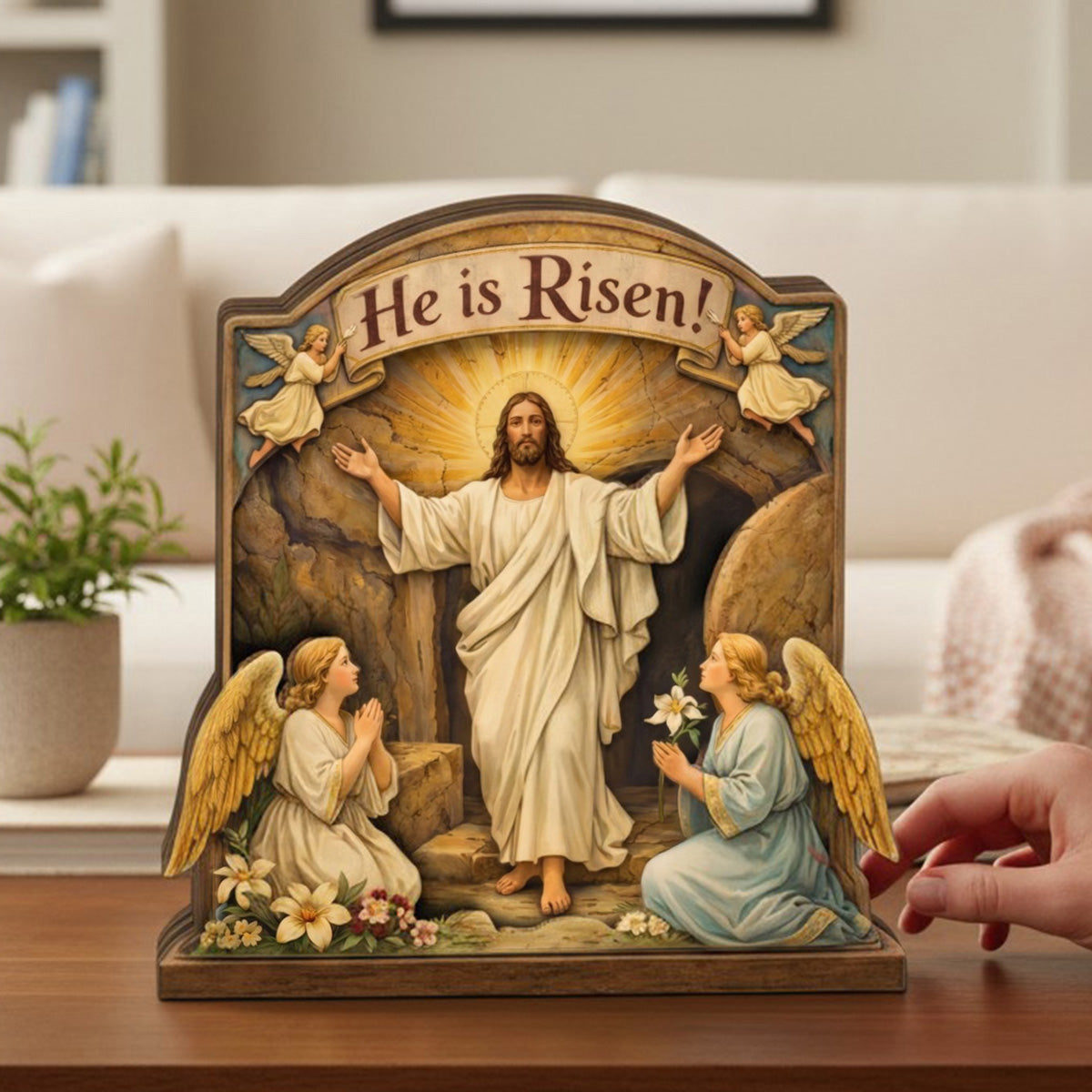 He Is Risen - Wooden Block