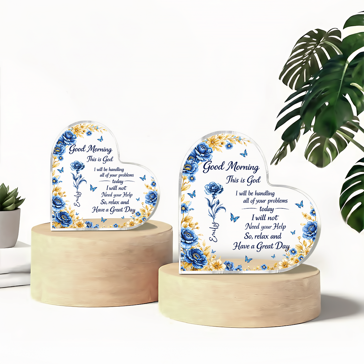 A Day In God Hand - Personalized Heart Shape Acrylic Plaque