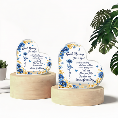 A Day In God Hand - Personalized Heart Shape Acrylic Plaque
