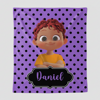 Polka Dots Cute Cartoon Little Girl - Personalized  Sherpa Blanket
