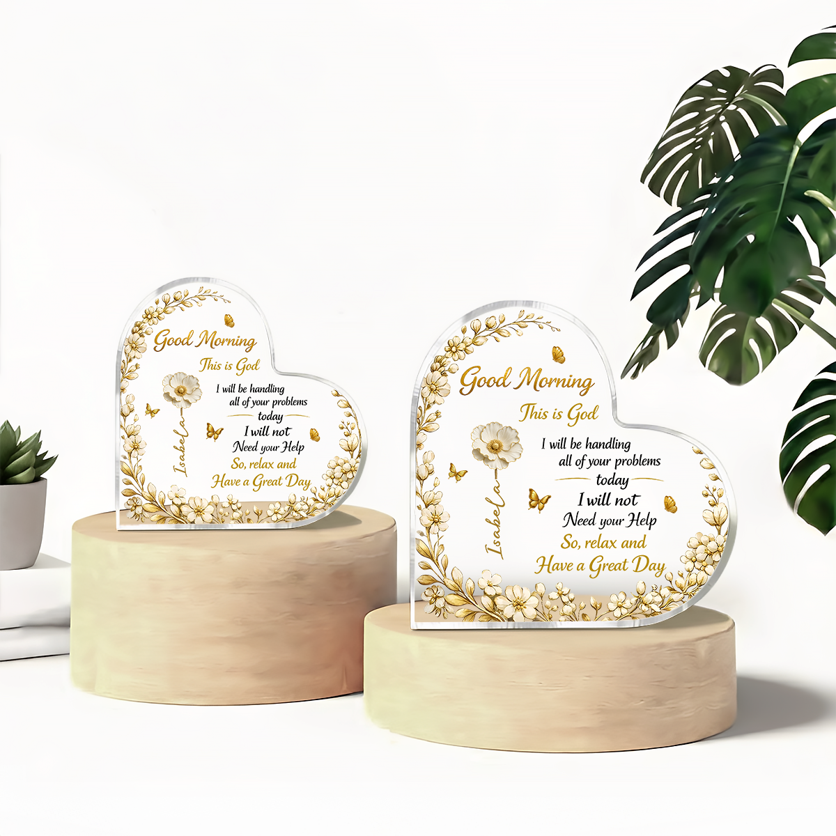 A Day In God Hand - Personalized Heart Shape Acrylic Plaque