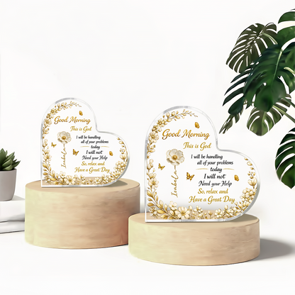 A Day In God Hand - Personalized Heart Shape Acrylic Plaque