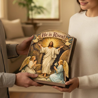 He Is Risen - Wooden Block