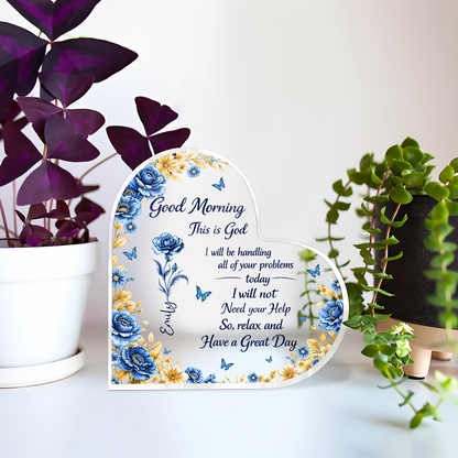 A Day In God Hand - Personalized Heart Shape Acrylic Plaque