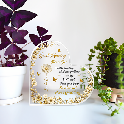 A Day In God Hand - Personalized Heart Shape Acrylic Plaque