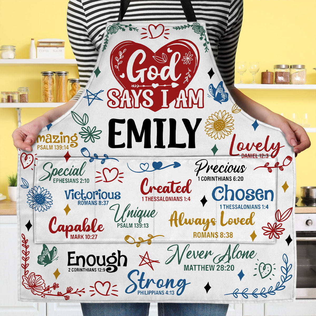God Says I Am - Personalized Apron With Pocket
