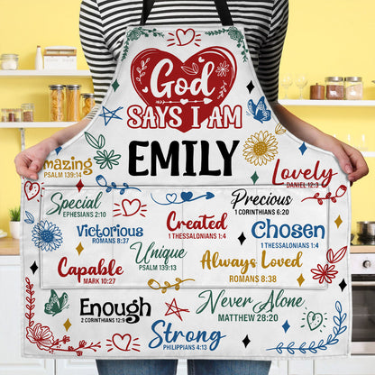God Says I Am - Personalized Apron With Pocket