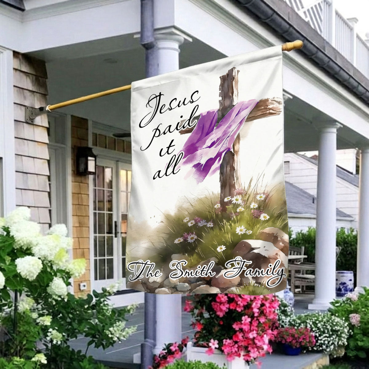 Jesus Paid It All - Personalized Garden Flag