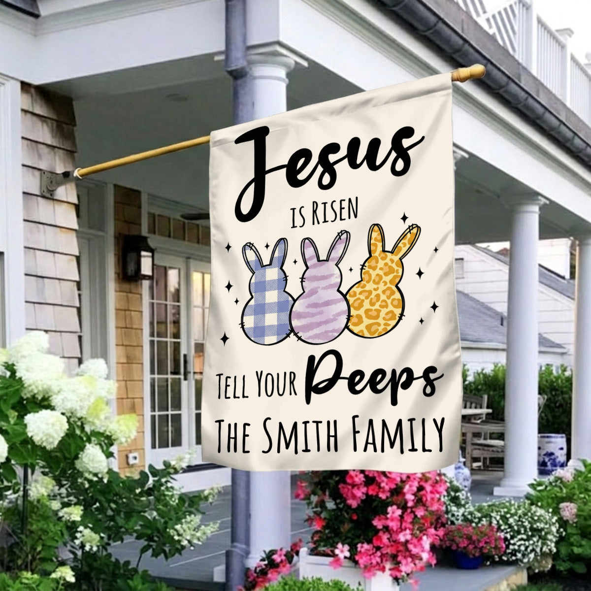 Jesus Is Risen Tell Your Peeps - Personalized Garden Flag