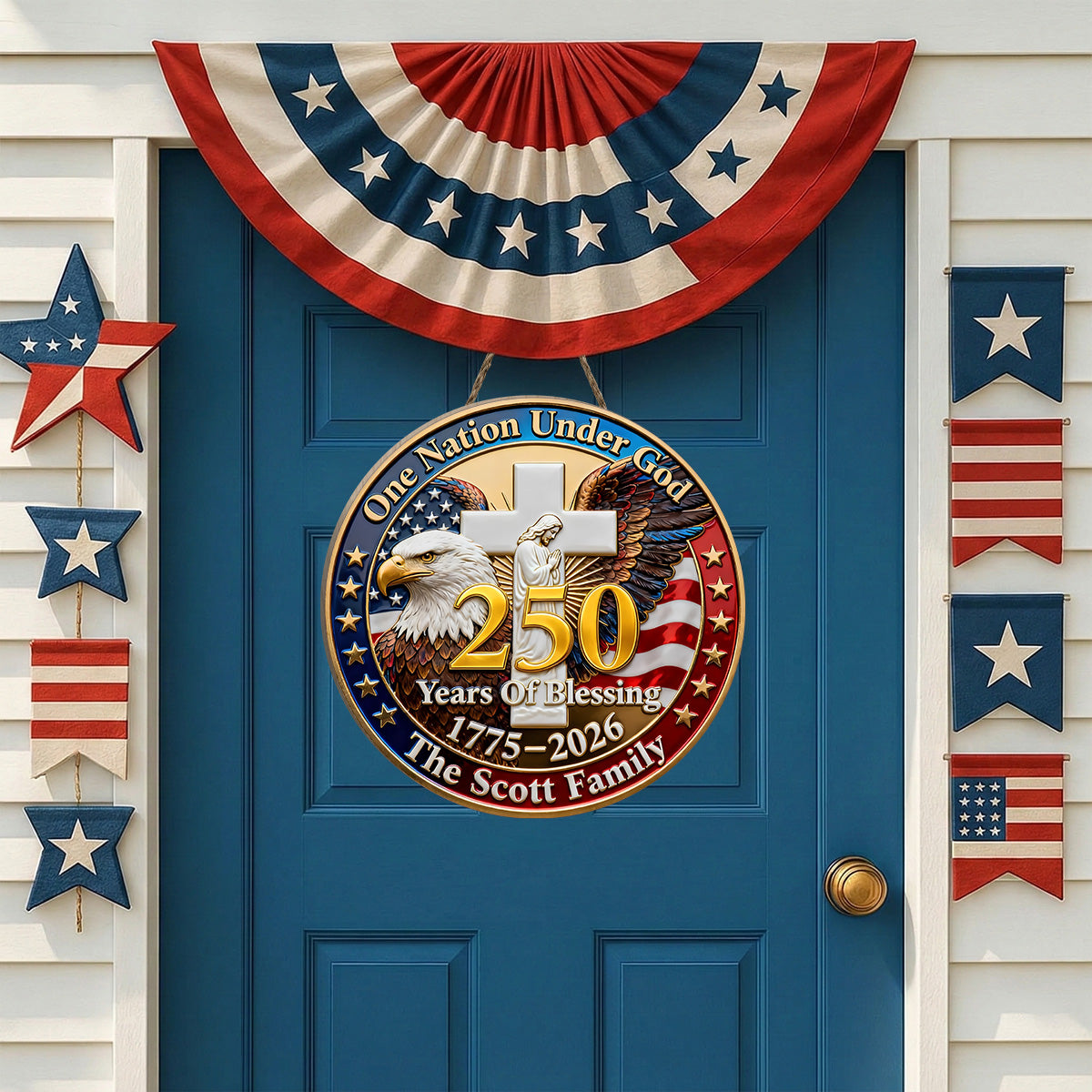 One Nation Under God - Wooden Door Sign
