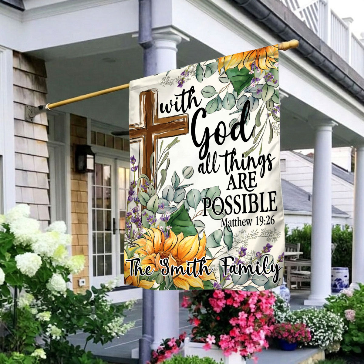 With God All Things Are Possible - Personalized Garden Flag