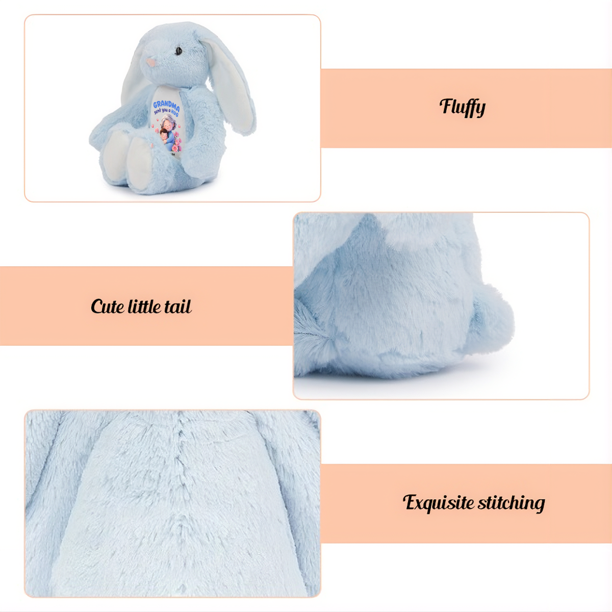 Grandma Sent You A Hug -  Personalized Stuffed Bunny